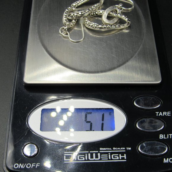 Silver Tone Interlocking Pattern Dangle Earrings - Picture 6 of 6